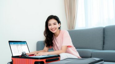 Traveler packs for trip, booked through Bình Tân agent.