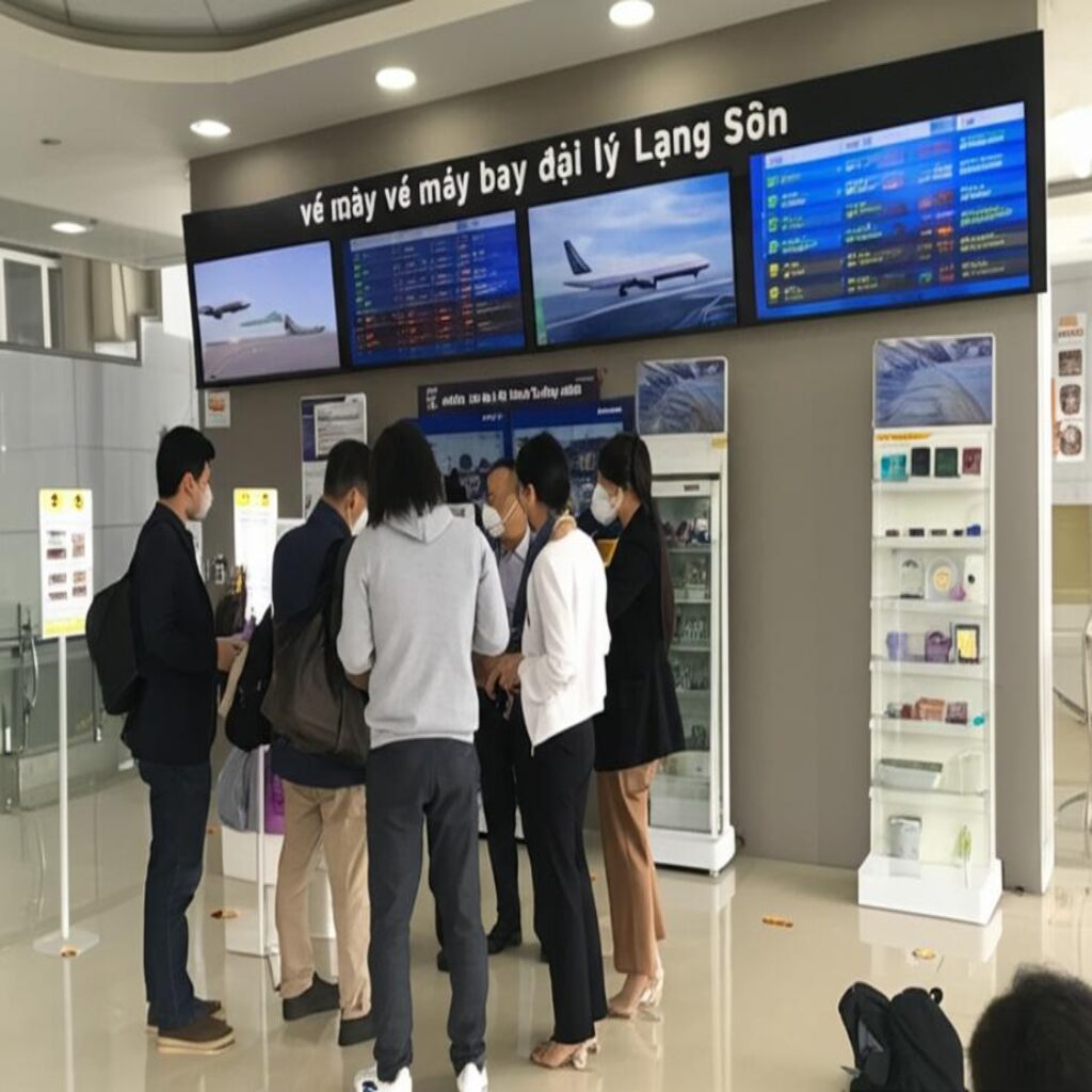 Inside vé máy bay đại lý Lạng Sơn, showing promotions.