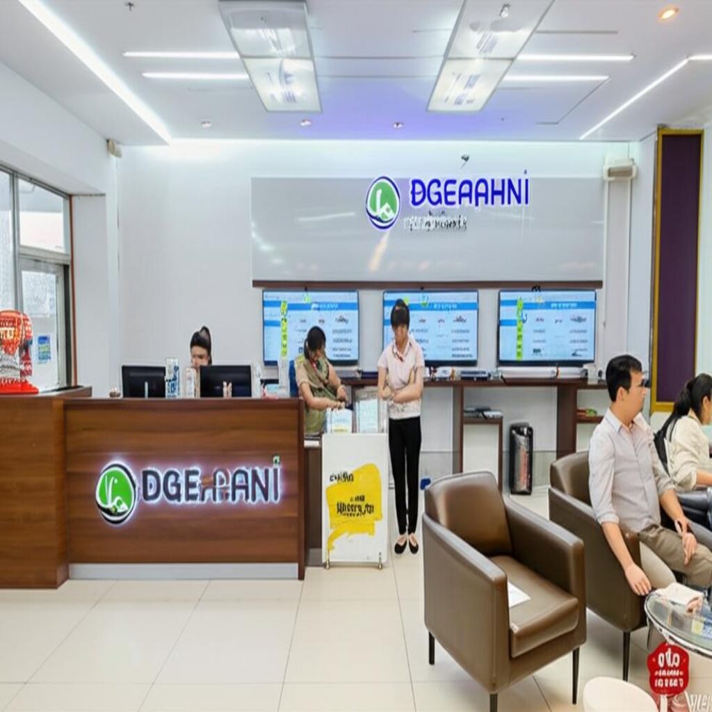 Travel agency interior in Dong Anh; book flights here.